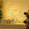 Lewondr Set di Due Lampade Decorative a Stella, Lampade Natalizie di Struttura Metallica Tridimensionale Decorata dalle Perline di Luce, con Timer Automatico, Alimentazione a Tre AA Pile, Argento