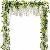 SzJias Ghirlanda artificiale di glicine in rattan, 5 pezzi (totale 10 m) per matrimoni, giardino, decorazione esterna (bianco)