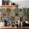 Generic Adesivi per piastrelle marocchine per cucina 24 pezzi bagno piastrelle autoadesive da parete impermeabili a prova di olio vintage arte mosaico (20 cm x 20 cm, 8 x 8 pollici) per scale (marrone)