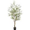 FEELEAD Ulivo artificiale alto 1,8 m, finto ulivo in seta con fioriera, rami di ulivo naturali e foglie realistiche, albero di ulivo finto per casa, casa, ufficio, decorazione interna