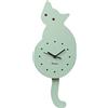 Fisura - Orologio da parete a forma di gatto con coda. Orologio da parete originale. Orologio silenzioso senzaa ticchettio 46 x 8 centimetri. Legno e ABS. 1 batteria AA (non inclusa) (Mint)