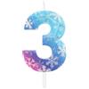 mciskin Candele per 3° compleanno a tema Frozen, decorazioni per 3° compleanno per ragazze e ragazzi, candela blu con fiocco di neve numero 3 per torte, decorazioni per feste di compleanno