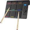 summina Batteria elettronica 9 Pad Kit di batteria digitale portatile Set di batteria elettrica da tavolo portatile con 16 suoni 2 pedali Display LCD BT MIDI per l'esercizio a casa o