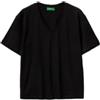 United Colors of Benetton T-Shirt Scollo 'V' 3BVXD4020, Nero, XL Donna