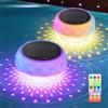 DoXtreme 2 pezzi Luce per piscina solare - LED RGB con telecomando RF, contenitore per pastiglie di cloro, luce galleggiante impermeabile IP68 per piscina, giardino e decorazioni esterne