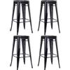 Duhome Sgabelli da bar in ferro Set di 4 sedie da bar, altezza seduta 76 cm Sgabelli da bancone, impilabili Sgabelli da bistrot in metallo con poggiapiedi in design industriale, nero