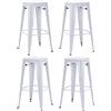 Duhome Sedie da bar Set di 4 sgabelli da bar in ferro, altezza seduta 76 cm Sgabello da bancone, impilabile Sgabello da bistrot in metallo con poggiapiedi in design industriale, bianco