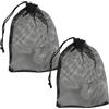 Abaodam Borsa in Rete Coulisse Nera 2 Unit per Festa, Sacche Portaoggetti Elastiche in Nylon Tasca a Rete Forata e Design a Bocca Larga, per Bagno e Sport