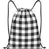 Generic Black White Plaid Zaino da Palestra Traspirante Borsa Sportiva Multifunzionale Sacca Sportiva per Calcio Uomo Vacanze 39X46Cm
