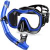 Kwambiri Attrezzatura da snorkeling per adulti e bambini, set con boccaglio Dry-Top, panoramica a 180°, maschera per immersioni e immersioni, maschera per immersioni subacquee e viaggi