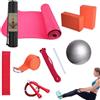Generisch Kit yoga per allenamento a casa, kit yoga, tappetino per esercizi con pallina, attrezzature fitness per pilates, esercizi a pavimento, compresa la fascia di resistenza, fascia elastica