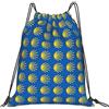 World of Pilgrims Camino de Santiago - Sacca sportiva con motivo a conchiglie, per il tempo libero e lo sport, 34 x 42 cm, colore: blu/giallo