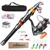 FISHOAKY Canna da Pesca Telescopica in Fibra di Carbonio e Mulinello Combo Spinning Canna con Bobina Linea Esche Ganci per Bambini e Adulti | Saltwater &Freshwater