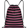 Generic Pink Black Stripe Zaino Sportivo Regolabili Borsa con Cordoncino Moda Sacca Zainetto per All'Aperto Uomo Spiaggia 39X46Cm