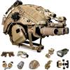 LZAQHMT Set Casco Airsoft Regolabile Rapidamente - Cuffie Con Cancellazione Del Rumore, Modello Visore Notturno Luci Segnalazione Per Caccia, Tiro, Cosplay Equipaggiamento Tattico(Black)