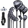 Generic Set di mazze da golf da uomo, 12 pezzi, mancini con borsa, putter 5-SW, angolo regolabile da 8,5° a 12,5°, rimbalzo elevato, facile controllo della palla