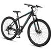 Licorne Bike Diamond Plus - Mountain bike Shimano a 24 marce, freni a disco idraulici, forcella ammortizzabile, sgancio rapido anteriore e posteriore (nero/blu, 27,5 pollici)