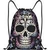 Generic Cool Skull Sacca con Coulisse Moda Borsa Sportiva Unisex Sportiva Gym Sack per Scuola Viaggio Studenti 39X46Cm