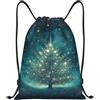 Generic Tree Under Starry Sky Zaino da Palestra Coulisse Resistente Borsa Sportiva Spazioso Borsa da Palestra Sportiva per Ginnastica Vacanze Scuola 39X46Cm