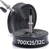 MetersGod 2 tubi per bici di alta qualità, 700 x 25 C/28 C/30 C/32 C, compatibili con pneumatici da 700 x 25 C a 700 x 32C, con valvola Presta FV48 mm, gomma butilica, utilizzati per mountain bike, cruiser