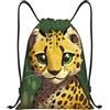 Generic Cute Cheetah Zaino da Palestra Coulisse Spazioso Borsa Coulisse Stringa Traspirante Sacca da Palestra per Uomo Nuoto Escursionismo 39X46Cm