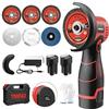 TEENO Smerigliatrice angolare senza fili Brushless 16,8 V, mini smerigliatrice angolare 76 mm 19.500 giri/min con display a LED, 2 batterie da 2000 mAh, caricabatterie, 6 dischi e cofanetto, per