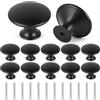 OSDUE Pomelli per Mobili 12 Pezzi, 30 mm Pomolo per Mobili Rotondo Cassetti Chic Maniglie per Mobili Della Cucina Antiche con Viti per Mobili Cucina Armadi Comò, Nero