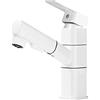 XJTNLB Rubinetto Bagno con Doccetta Estraibile Miscelatore Monocomando Lavabo in Ottone Rubinetti per Lavandini Bagno a 2 Modalità Rubinetto Lavabo Miscelatore Bianco-Quadrato,Bassa