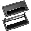 QWORK® Set di 2 Passacavi scrivania per tavolo da ufficio e scrivania computer, Alluminio nero anodizzato, 80 * 160 mm
