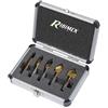 Ribimex Set 5 frese placcate titanio 6/10/13/16/19mm in valigetta di alluminio