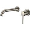 VALAZ Rubinetto Bagno Lavabo a Muro Acciaio Spazzolato Protezione PVD | Miscelatore Lavabo Bagno Acqua Fredda e Calda | Installazione Facile | Ottone, Inossidabile, Becco 21cm, Serie Guadiana