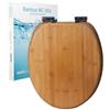 sanicomfort Sedile WC in bambù con abbassamento automatico | sedile WC in vero legno | Soft Close | antibatterico, resistente, ovale, cerniere in acciaio inox - scuro