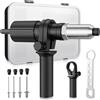 AUTOUTLET Rivetto per Trapano Avvitatore a Batteria, Adattatore Elettrico con 2,4/3,2/4,0/4,8 mm Naselli e 79 Rivetti Ciechi in Alluminio e Acciaio Inossidabile,Colore Nero