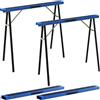 HOMCOM Set di 2 Cavalletti da Lavoro Pieghevoli in Metallo con Superficie Antiscivolo in EVA, Maniglia, per Lavori di Segatura, Cavalletto Salvaspazio per Legna, Carico Massimo 350 kg, Blu e Nero