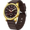 BIEWO OFNS - Orologio al quarzo da uomo, sportivo, analogico, militare, impermeabile fino a 5 atm, con cinturino in silicone, regalo per uomo, Caffè Dorato, Cinturino