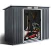 GYMAX Casetta da Giardino 2,77㎡ in Acciaio Zincat, Capanno Porta Attrezzi con Feritoie, Doppie Porte Scorrevole e Rampa (2,77㎡/Grigio)