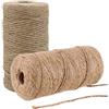 YKKJ 200M Corda di Iuta Spessa Naturale, 3 Strati 2 mm di Spessore Rotolo Spago Iuta per Spago da Giardino floristica,bricolage,Decorazione,Confezionamento, Spago per Fiorai.(2 Rotoli)