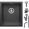 CECIPA Lavello Cucina 1 Vasca 40x44cm, Lavandino Cucina Nero, Lavello in Acciaio Inox Rettangolare, Lavello da Cucina con Sifone e Set di Drenaggio, Installazione a Filotop