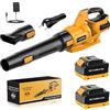 JYGMPRO Soffiatore a Batteria, 21V Soffiatore Foglie Elettrico con 2 Batteria da 4,0Ah, 3 Velocità Regolabili, 2 Ugelli, Tracolla per Foglie, Neve, Polvere e Detriti