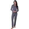 Lovable Pigiama Lungo in Modal Morbido e Traspirante | Maglia con Scollo Tondo e Inserti in Pizzo | Pantaloni Lunghi con Dettagli Coordinati | Donna, Grigio Scuro 5 - XL