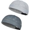 zoocco 2-Pack Men Brimless Caps, Breathable Docker Hats, Mesh Skull Beanies for Summer Cooling & Adjustable Hip-Hop Style (Gray + Dark Gray)