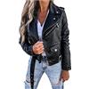 KHIRVWL Giacca Bomber di Pelle Donna Giubbotto Chiodo Ecopelle Giubbino Corto Giacchetta Casual Biker Motociclista Leggera Comoda Giacca Invernale da Moto