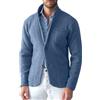 Generisch Blazer, giacca da uomo slim fit, giacca con due bottoni e molte tasche, tinta unita, colletto alto, blazer per matrimoni, feste, per il tempo libero, per affari, lavoro d'ufficio, da uomo, Blu, S