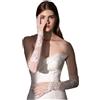 PRINCESS BRIDE Guanti lunghi da sposa in pizzo bianco, accessori per la celebrazione del matrimonio - A10