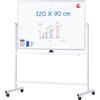 maxtek Lavagna Bianca Mobile 120 x 90 cm, Whiteboard con Supporto | Magnetica, Doppio Lato Cancellabile a Secco, Cornice in Alluminio, Capovolgimenti 360° su Ruote, per Casa, Ufficio, Scuola