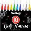 Chalkola Liquid Chalk Pens (10 Pack) with Gold & Silver - Extra Fine Tip Dry Erase Marker Pens for Blackboard, Windows, Chalkboard Signs, Bistro - 1mm Tip