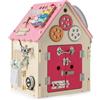 FANTASK Casetta giocattolo per bambini, in legno, con giochi sensoriali e spazio di archiviazione, giocattolo educativo Montessori, cubo di attività per bambini dai 2 anni in su