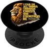Philippians 4:13 Religious Lion Bible Ve Filippesi 4:13 Leone religioso rafforza la Bibbia cristiana PopSockets PopGrip Adesivo
