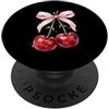Cherry Aesthetic Summer Fruit Lover Red Rosa Fiocco Ciliegia Acquarello Rosso Estetica Ciliegie Estate PopSockets PopGrip Adesivo