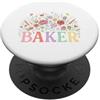 Flour & Petals Studio Sweet Baker, frusta floreale per cupcake, mattarello Art PopSockets PopGrip Adesivo